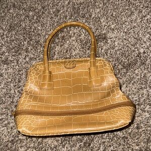 Classic Croc-Embossed Mini Satchel Bag in Tan